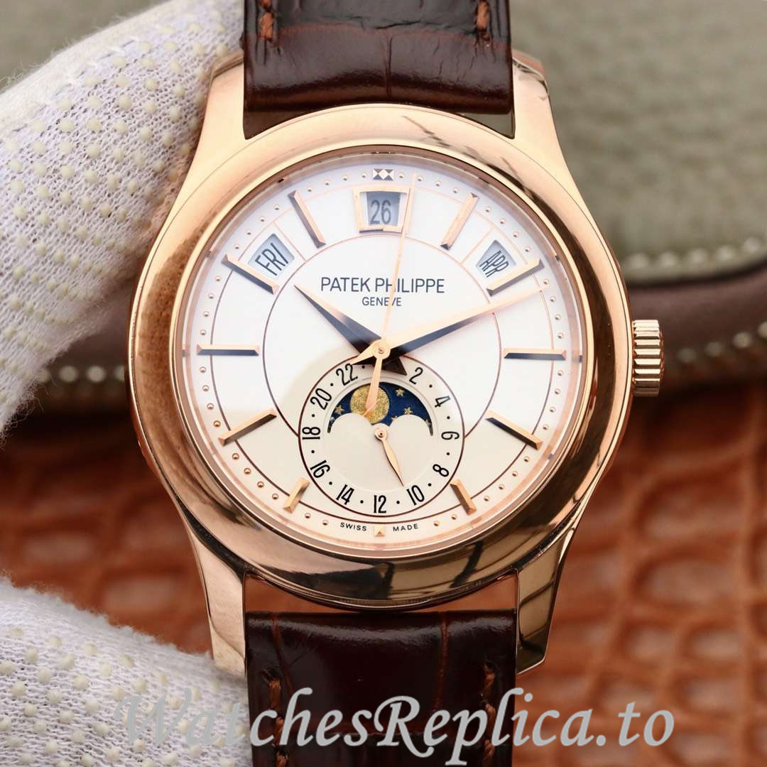 Patek Philippe Replica Complications 5205G Leather strap 40MM - WatchesReplica.is