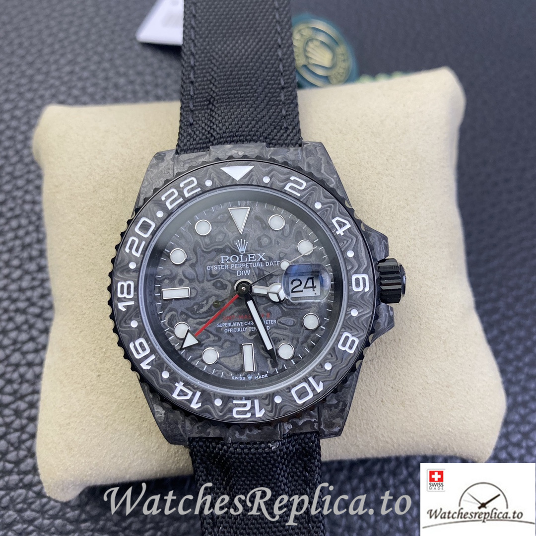 Swiss Rolex GMT Master Electro Carbon Carbon fiber strap 40MM - WatchesReplica.is