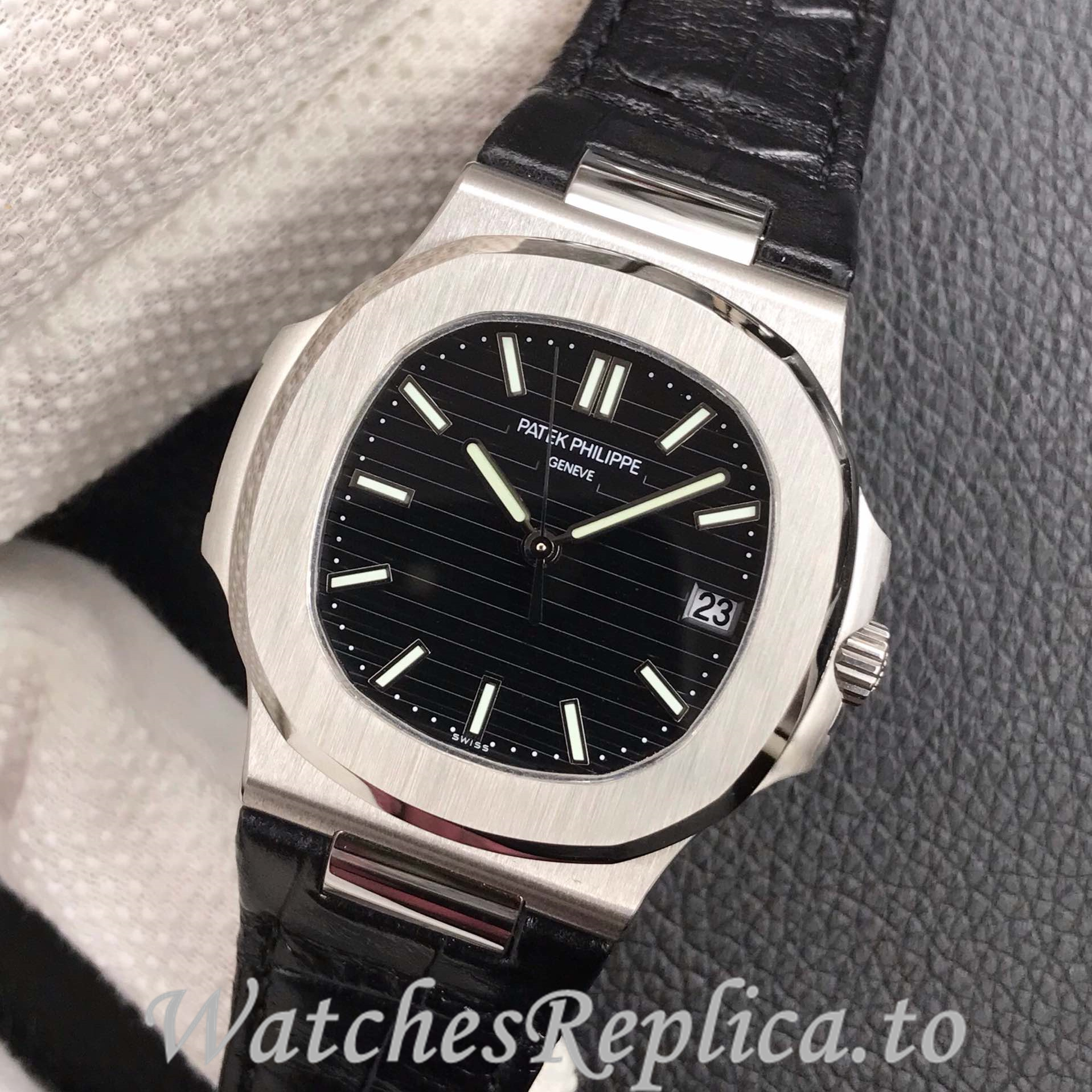 Patek Philippe Replica Nautilus 5711 Leather strap 40MM - WatchesReplica.is