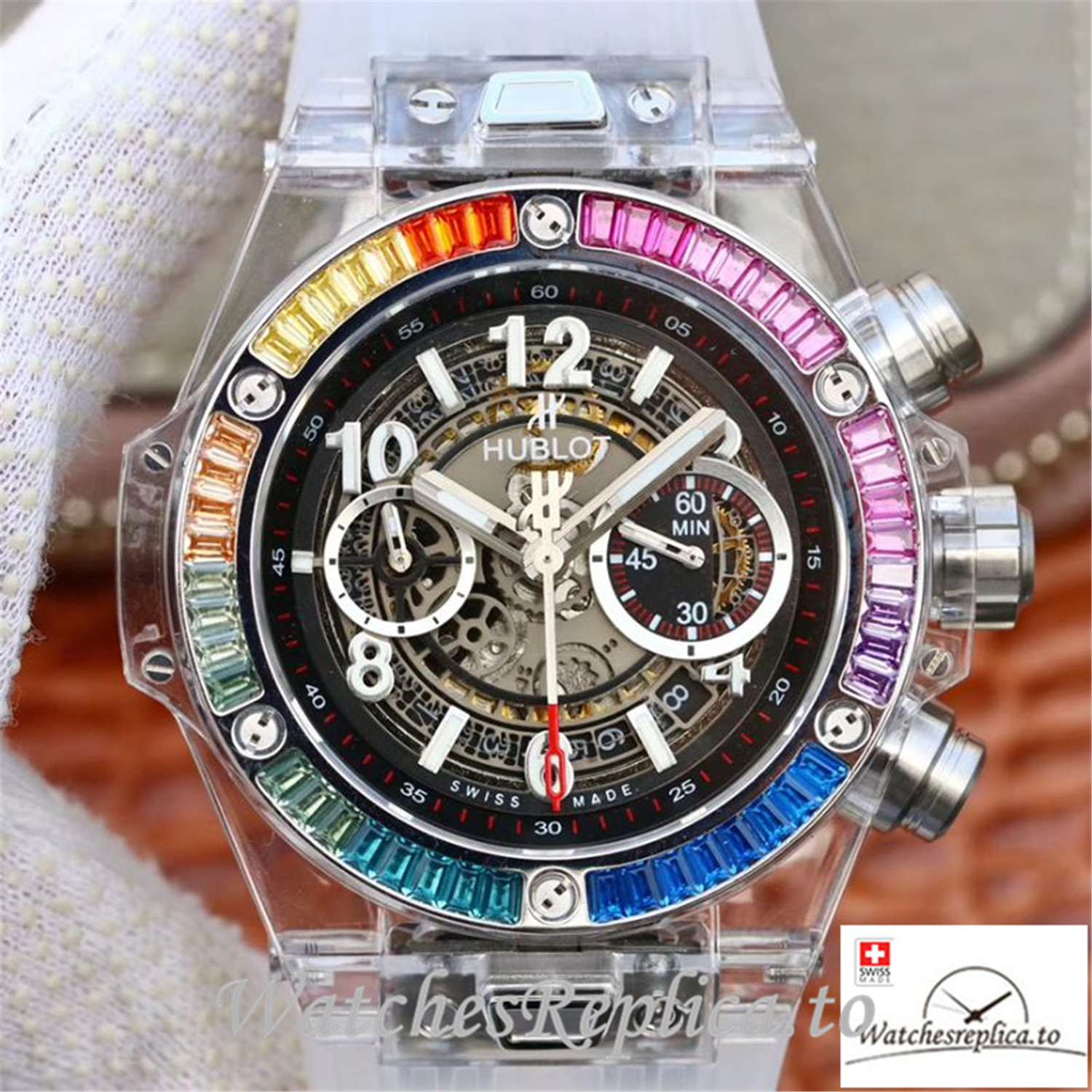 Swiss Hublot Big Bang Unico Replica 411.JX.4802.RT White Transparent Strap 45MM - WatchesReplica.is