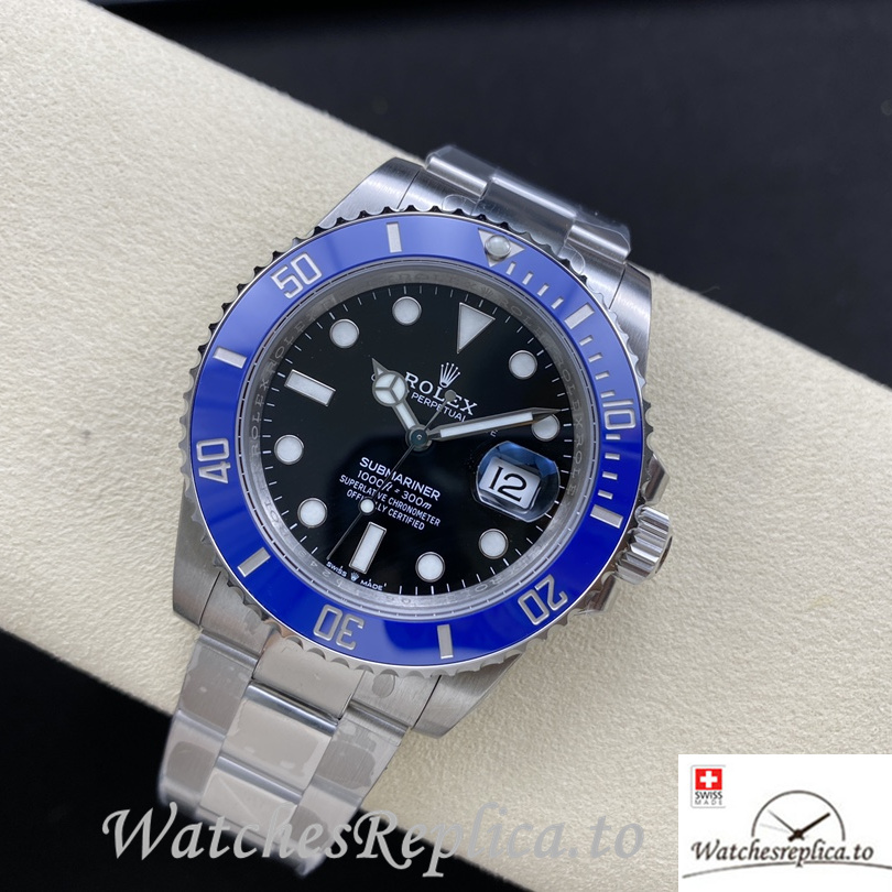 Swiss Rolex Submariner Replica Stainless steel strap 41MM Black Dial Blue Case - WatchesReplica.is
