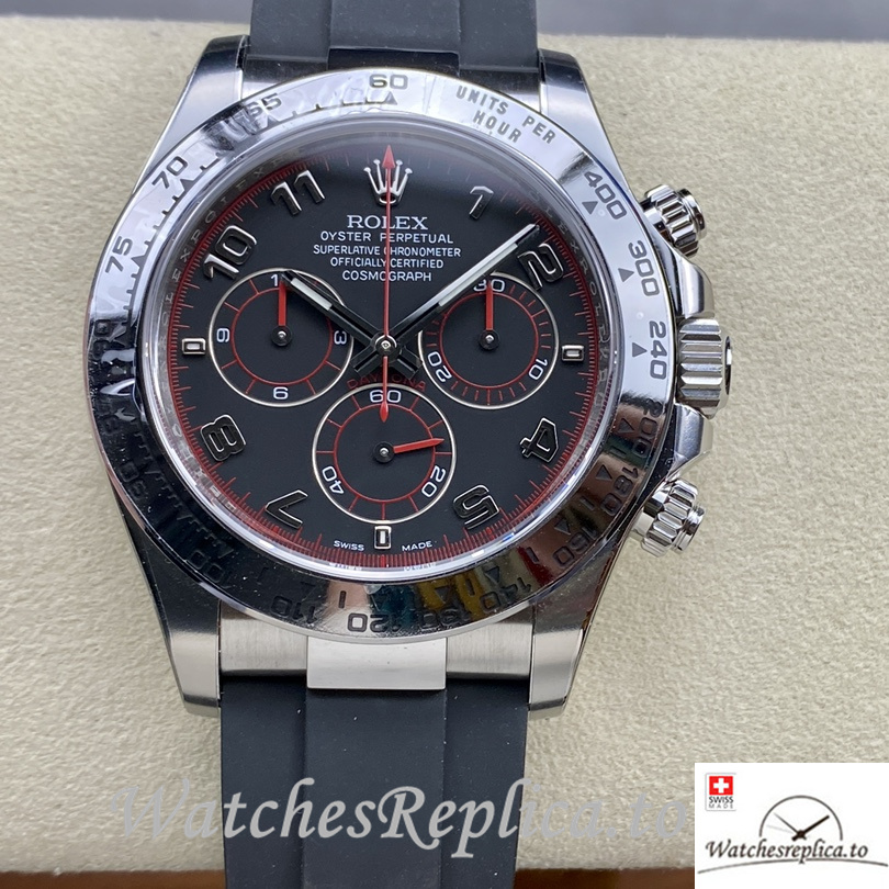 Swiss Rolex Daytona Replica Rubber strap 40MM Number Mareks - WatchesReplica.is