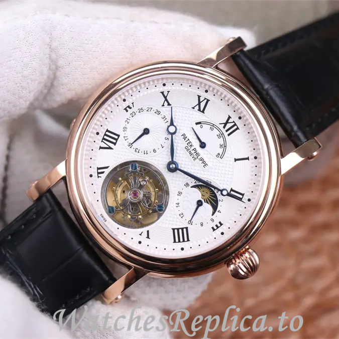 Patek Philippe Replica Complications Leather strap 42MM - WatchesReplica.is