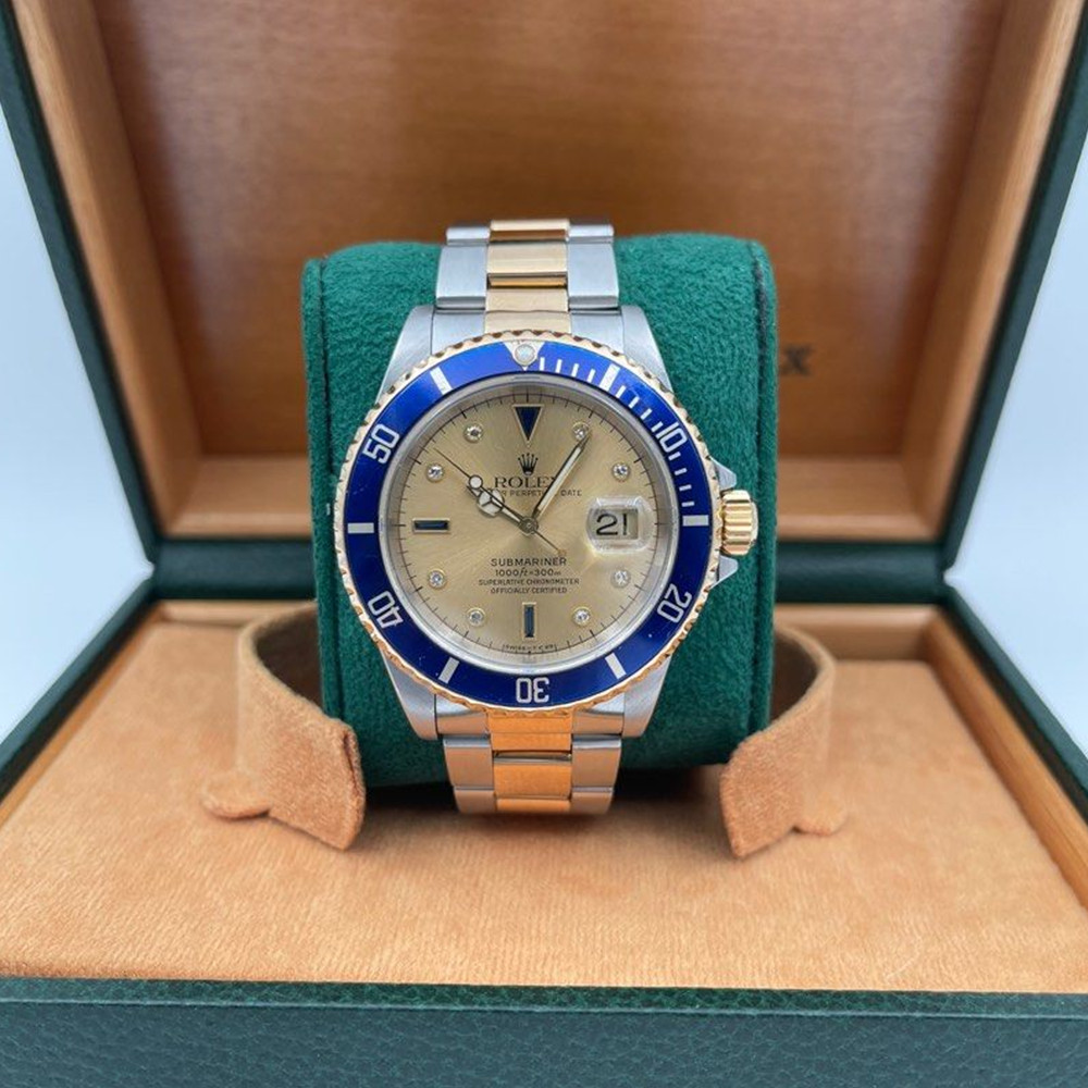 Rolex Submariner Watch Gold Dial 16613 - WatchesReplica.is