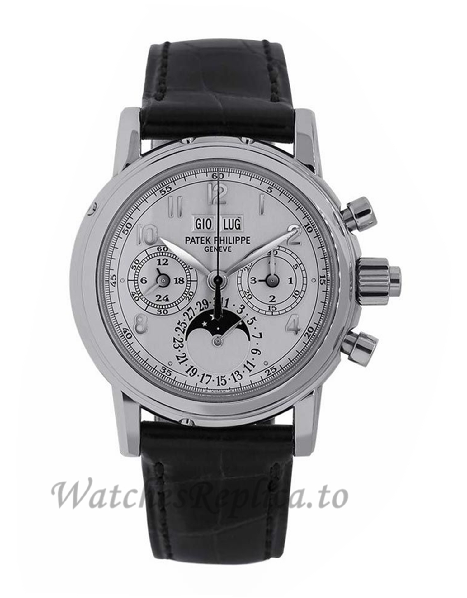 Patek Philippe Replica Grand ComplicationsWhite Gold Perpetual 37MM Watch 5004G014 - WatchesReplica.is