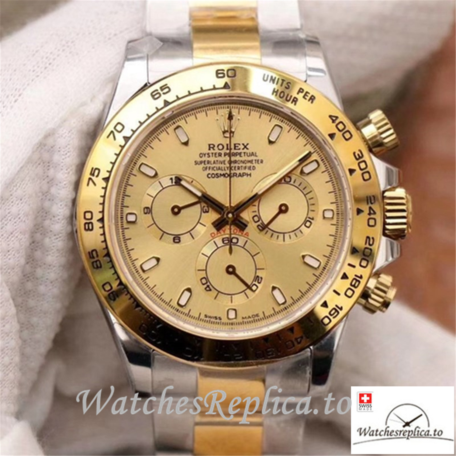 Swiss Rolex Daytona Cosmograph Replica M116503-0003 Silver And Gold Strap 40MM - WatchesReplica.is