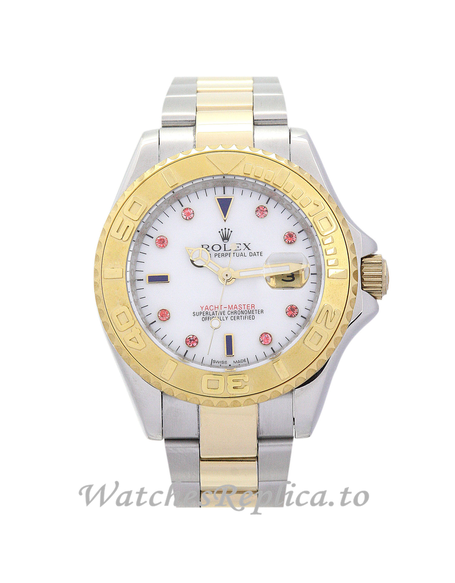 Rolex Yacht Master Red Diamond and White Dial 16623 40MM - WatchesReplica.is