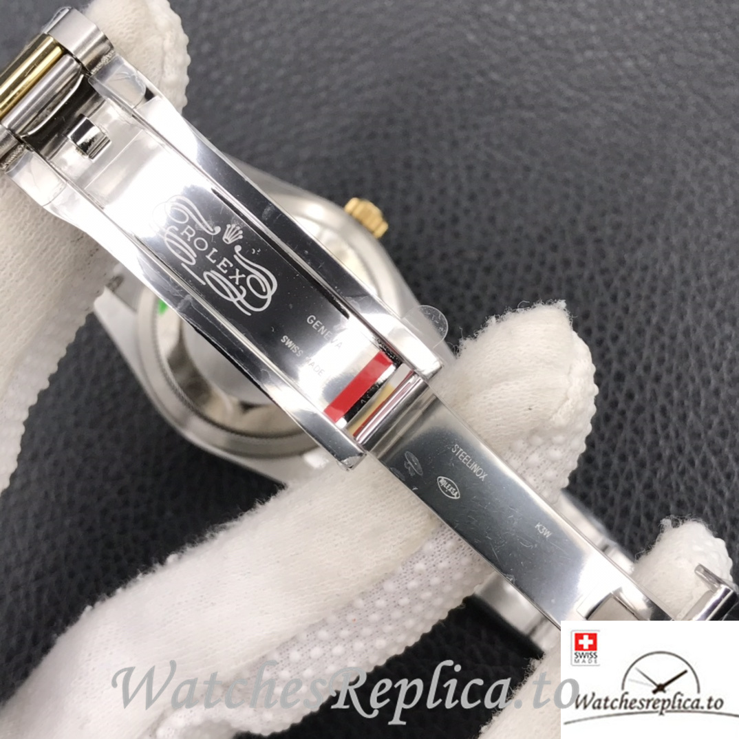 Swiss Rolex Datejust Replica Stainless steel strap 36MM Yellow Gold Green Dial Sticks Marks - WatchesReplica.is