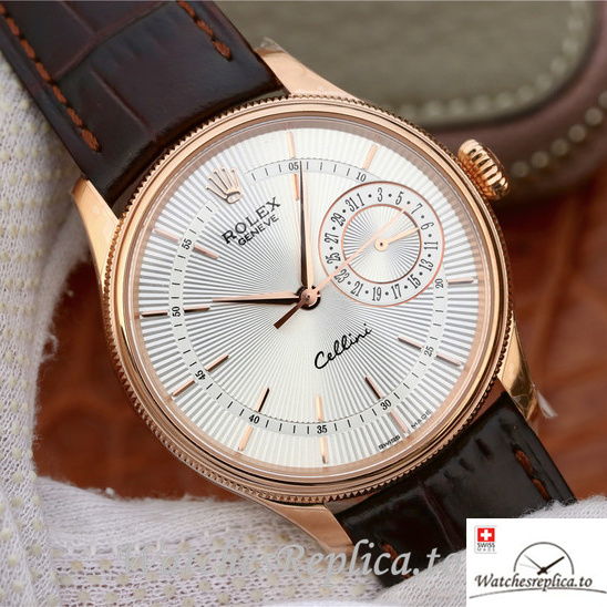 Swiss Rolex Cellini 50515-0008 Leather strap 39MM - WatchesReplica.is