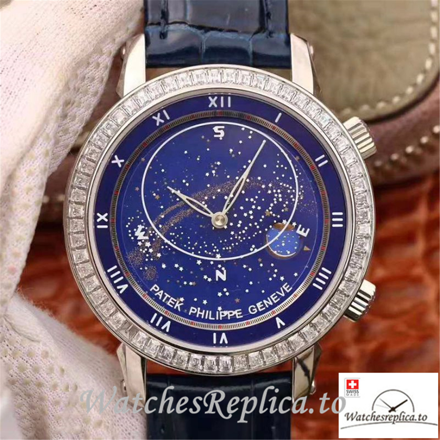 Swiss Patek Philippe Grand Complications Sky Moon Celestial Replica 5102G 001 Black Strap 43MM - WatchesReplica.is
