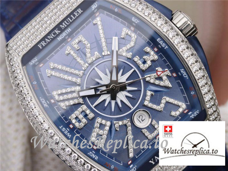 Swiss Franck Muller Vanguard Replica V45.SC.DT.AC.BL Blue Strap 44 MM × 54 MM - WatchesReplica.is