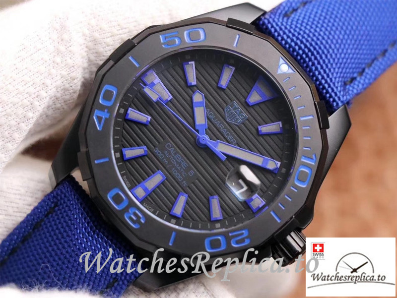 Swiss Tag Heuer Aquaracear Replica WAY208C.RHZ4752 Blue Strap 41MM - WatchesReplica.is