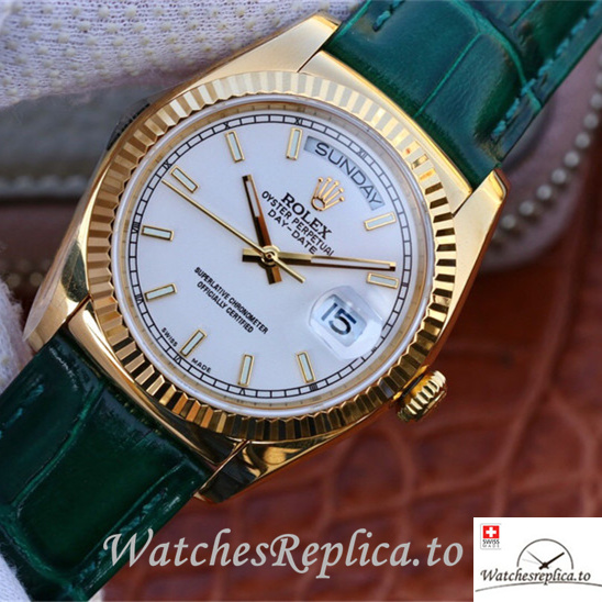 Swiss Rolex Day-Date Replica 118138 Leather strap 36MM - WatchesReplica.is