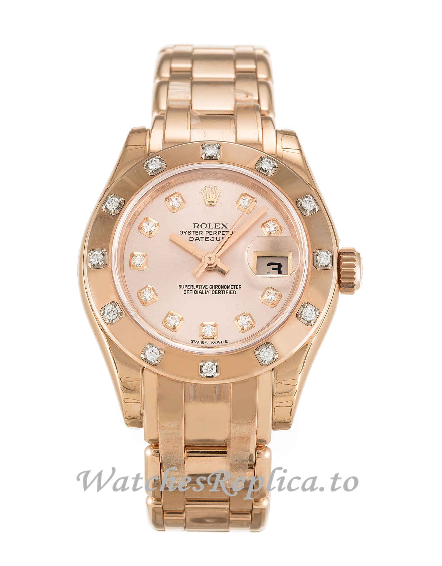 Rolex Pearlmaster Rose Diamond Dial 80315 - WatchesReplica.is