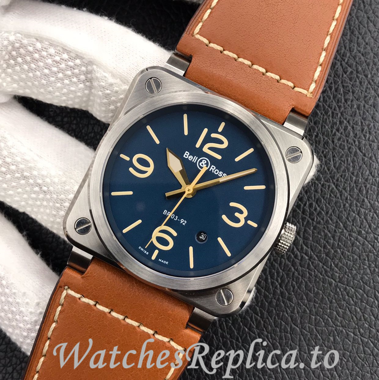 Bell Ross Replica BR 03 BR03-92 Leather strap 42MM - WatchesReplica.is