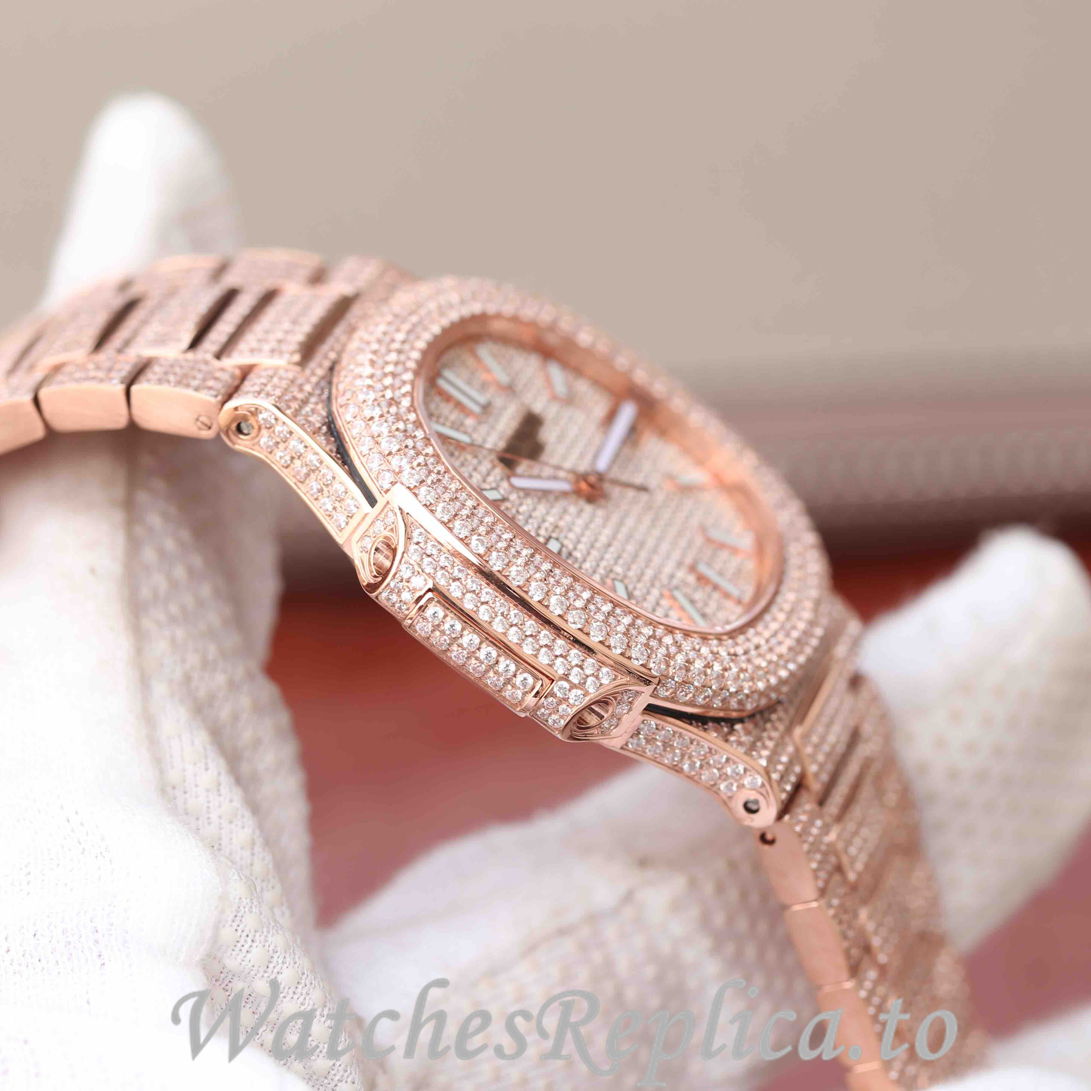 Patek Philippe Replica Nautilus Rose Gold strap 40MM - WatchesReplica.is