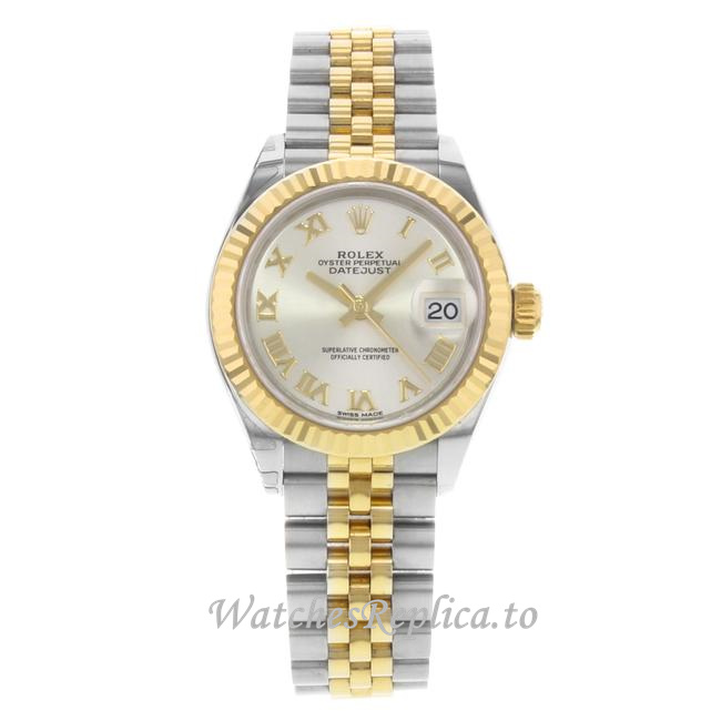 Replica Rolex Datejust 279173SRJ 28MM Yellow Gold strap Ladies Watch - WatchesReplica.is
