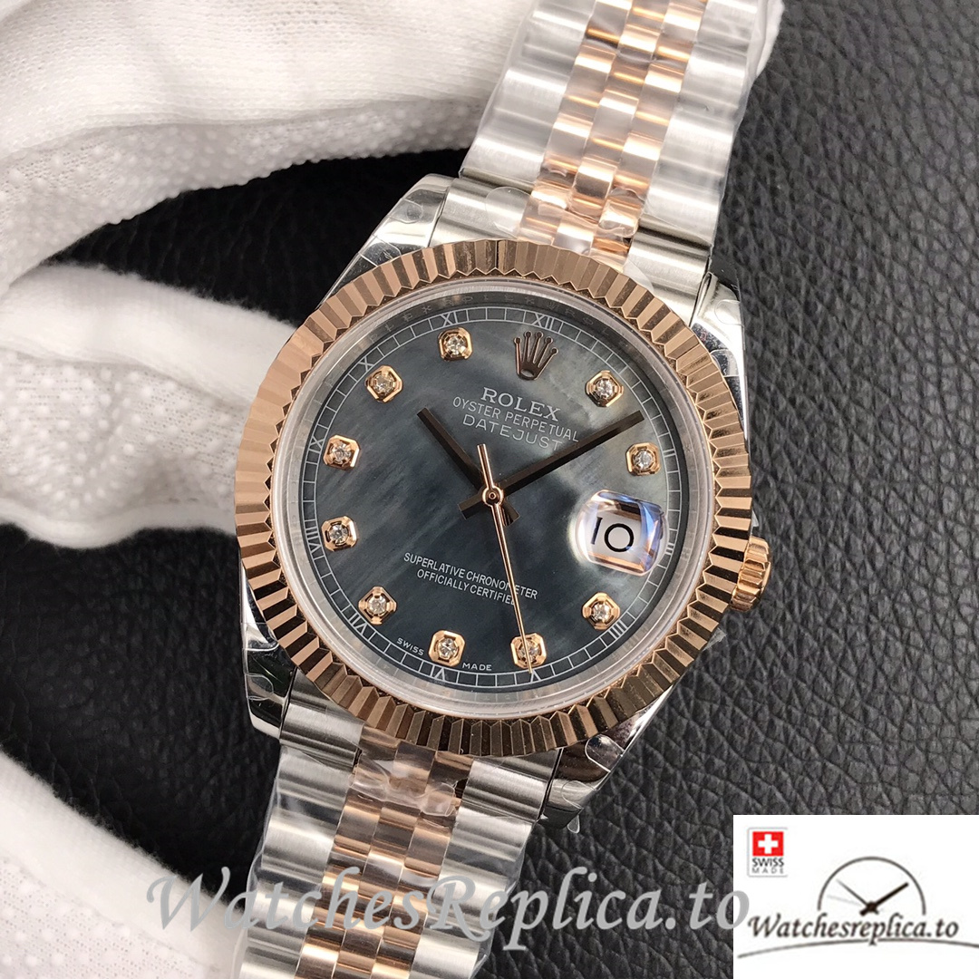 Swiss Rolex Datejust Replica Stainless steel strap 41MM Mother of pearl Dial - WatchesReplica.is