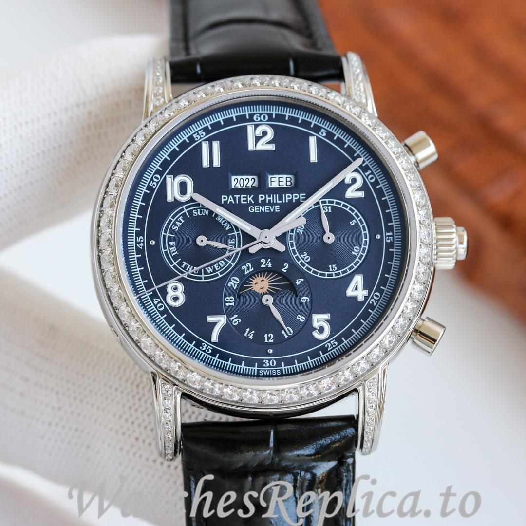 Patek Philippe Replica Complications Leather strap 41MM - WatchesReplica.is