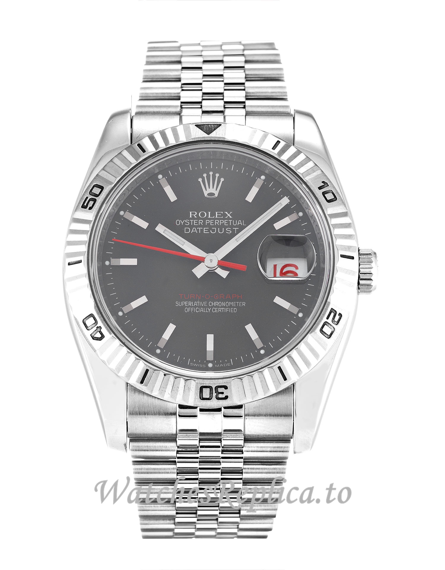 Rolex Turn O Graph Grey Dial 116264 - WatchesReplica.is