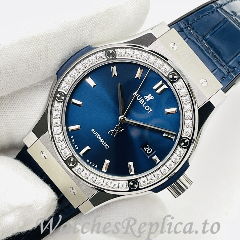 Hublot Replica Big Bang Sang Bleu Leather strap 42MM - WatchesReplica.is