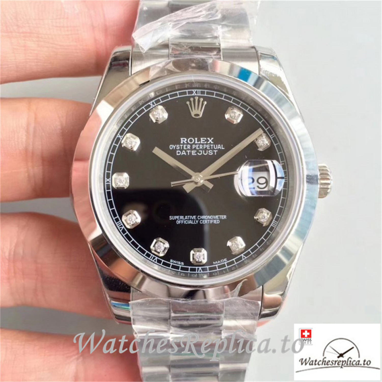 Swiss Rolex Datejust Replica 126300 001 Diamonds Markers Dial 41MM - WatchesReplica.is