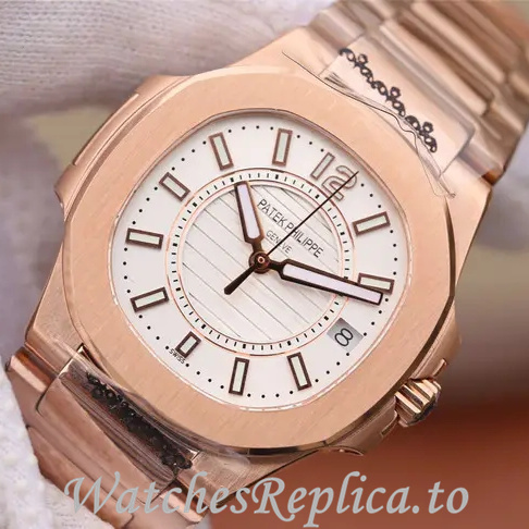 Patek Philippe Replica Nautilus 7011 Rose Gold strap 32MM - WatchesReplica.is