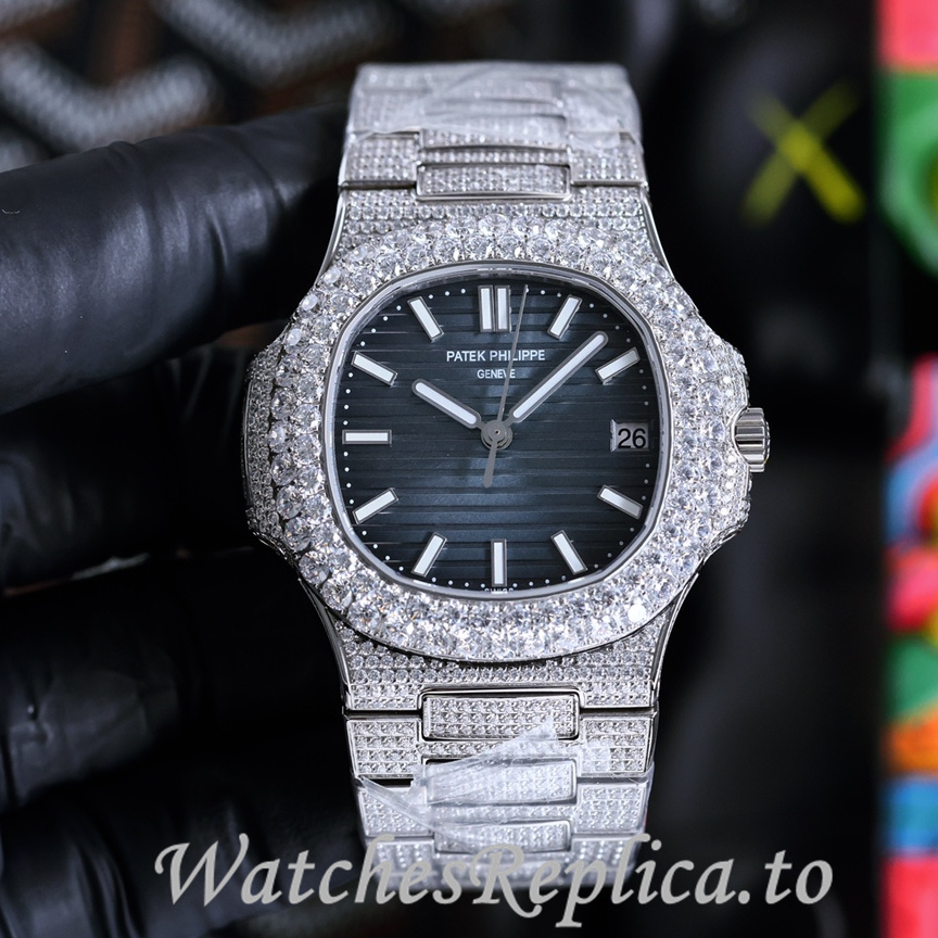 Patek Philippe Replica Nautilus 5711 Diamonds paved strap 40MM - WatchesReplica.is