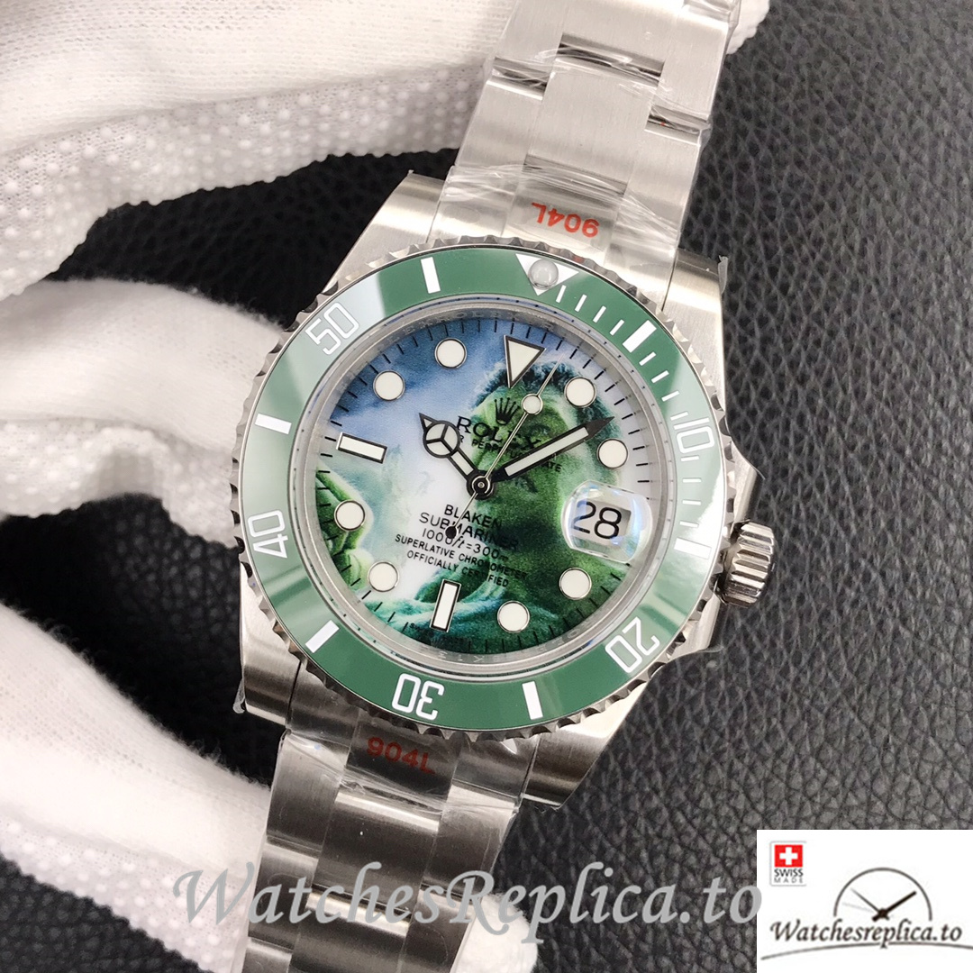 Swiss Rolex Submariner Replica Stainless steel strap 40MM Green Dial Hulk - WatchesReplica.is