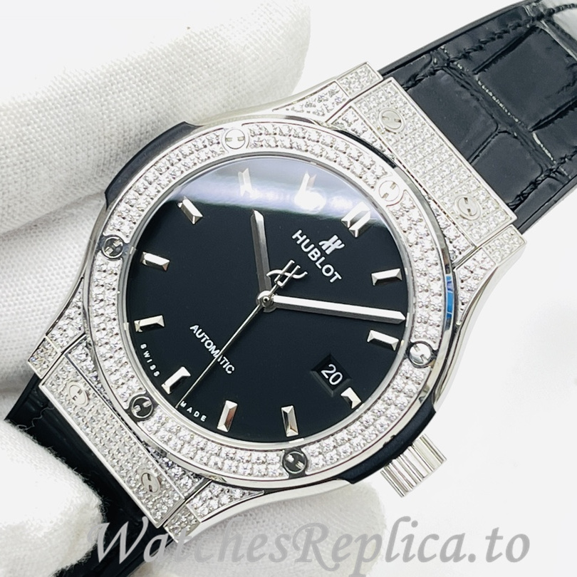 Hublot Replica Big Bang Sang Bleu Leather strap 42MM - WatchesReplica.is