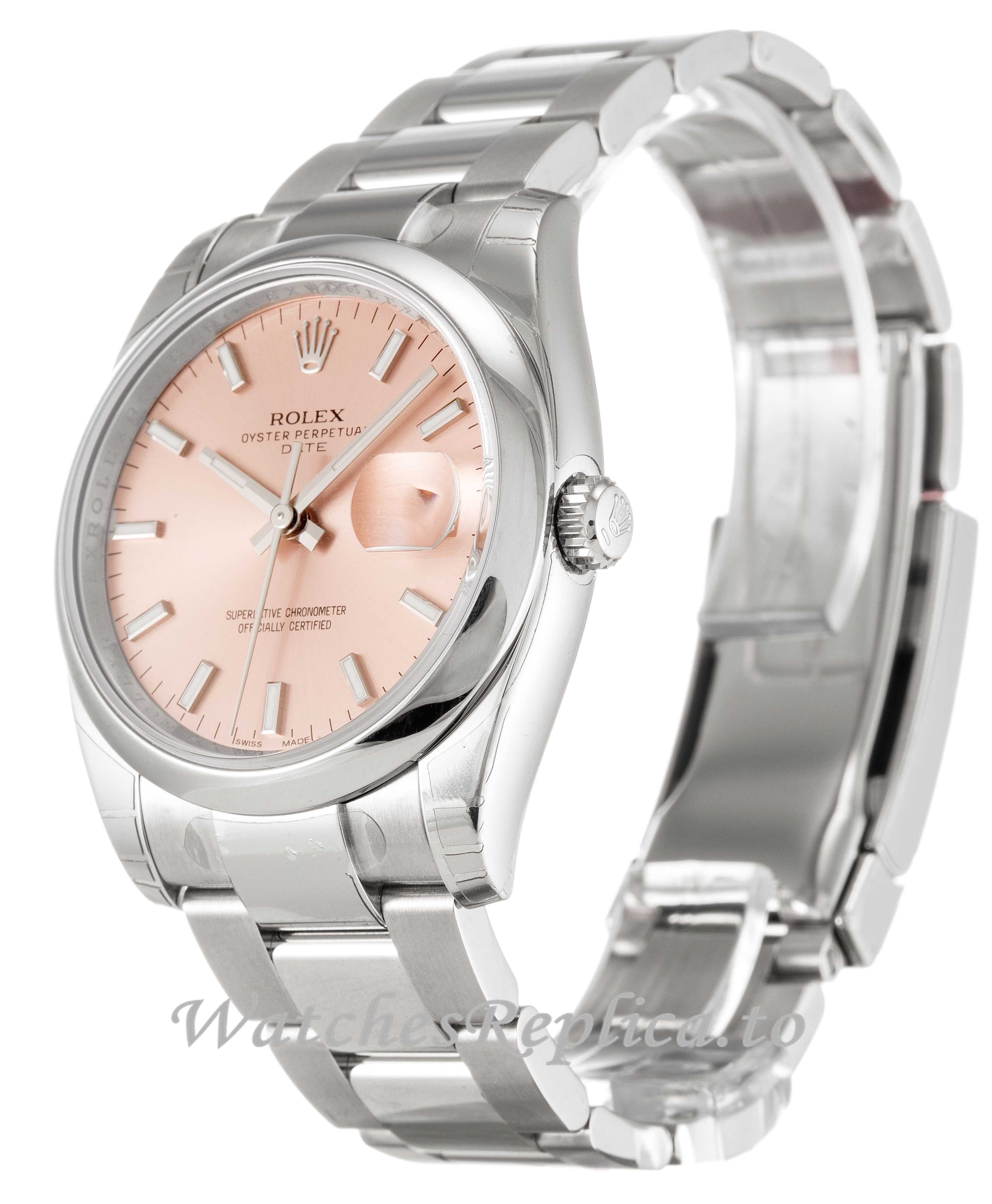Rolex Oyster Perpetual Date Salmon Dial 115200-34 MM - WatchesReplica.is