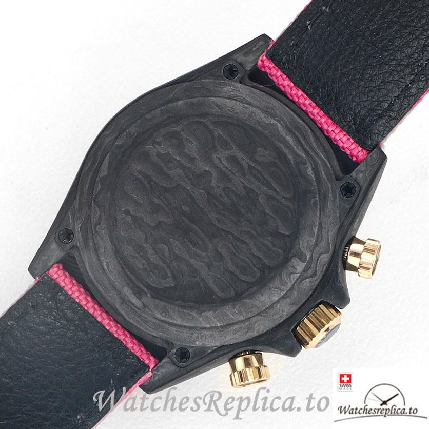 Swiss Rolex Daytona Replica Pink Canvas strap 40MM Pink Dial - WatchesReplica.is