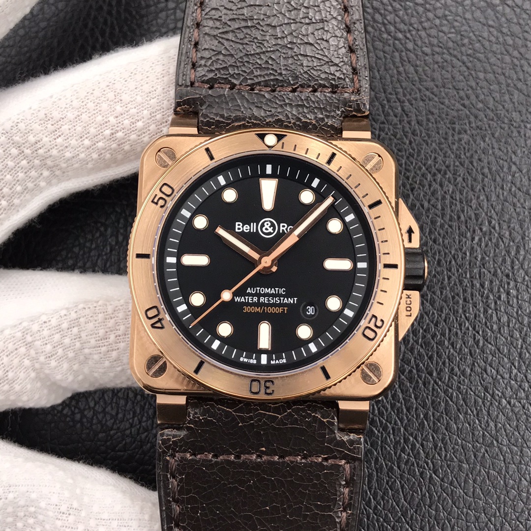 Bell Ross Replica BR 03 BR0392-CAMO-CE/SRB Leather strap 42MM - WatchesReplica.is