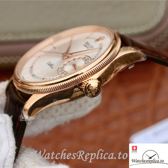 Swiss Rolex Cellini 50515-0008 Leather strap 39MM - WatchesReplica.is