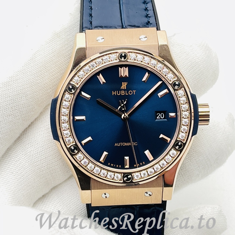 Hublot Replica Big Bang Sang Bleu Leather strap 42MM - WatchesReplica.is