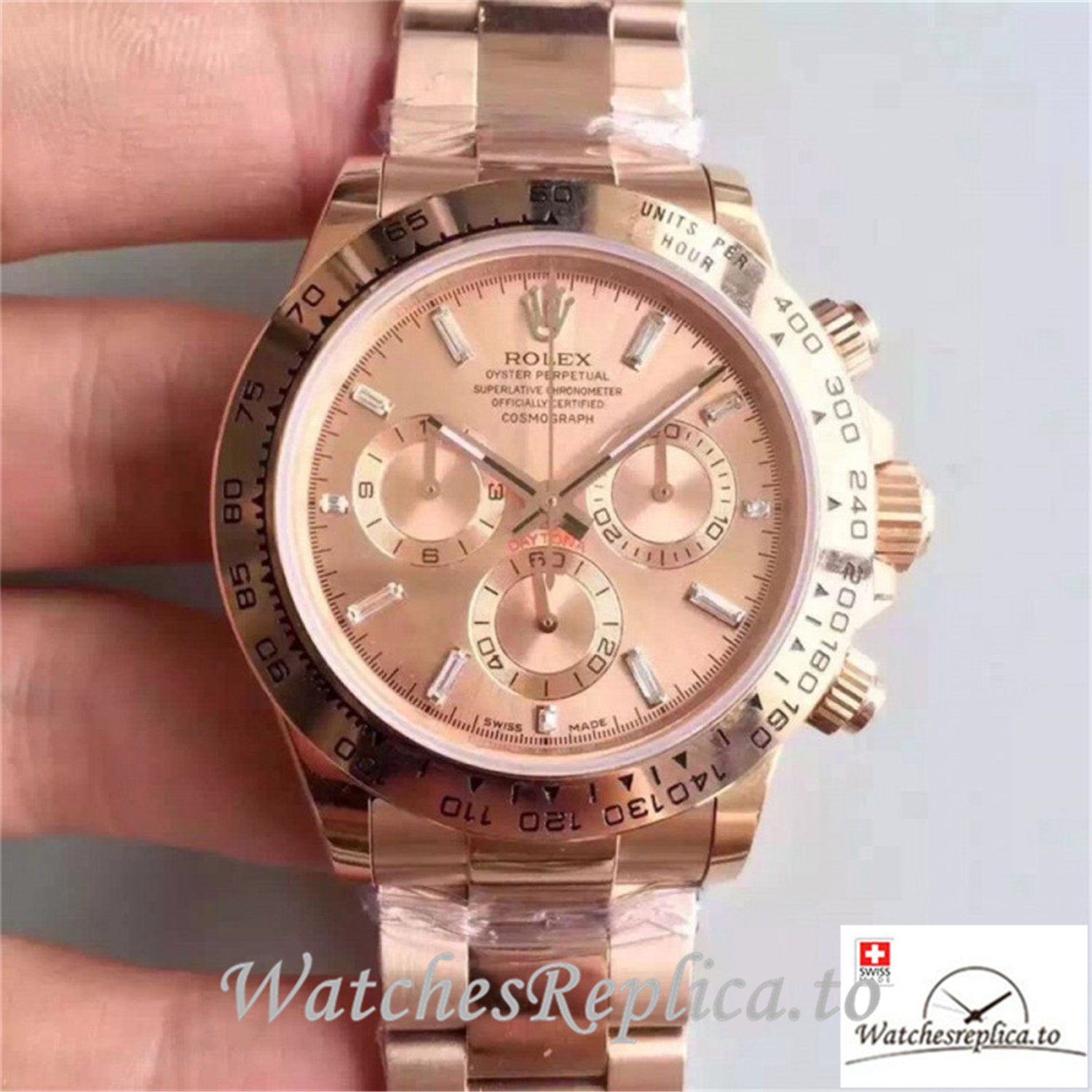 Swiss Rolex Daytona Cosmograph Replica 116505 Rose Gold Bezel 40MM - WatchesReplica.is