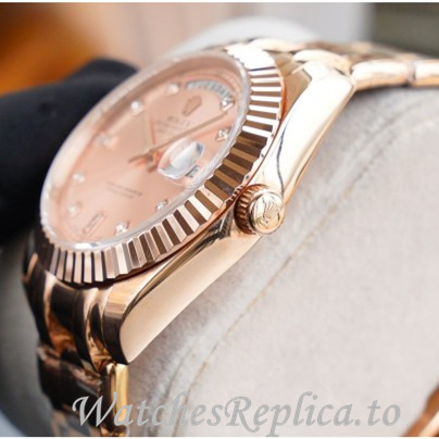 Swiss Rolex Day Date Replica 218238 Rose Gold strap 40MM - WatchesReplica.is