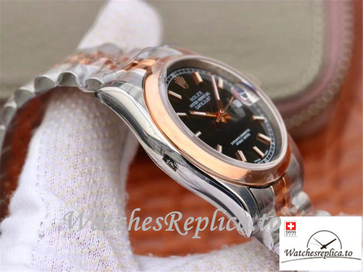 Swiss Rolex Datejust Replica 126201 Rose gold Bezel 36MM - WatchesReplica.is