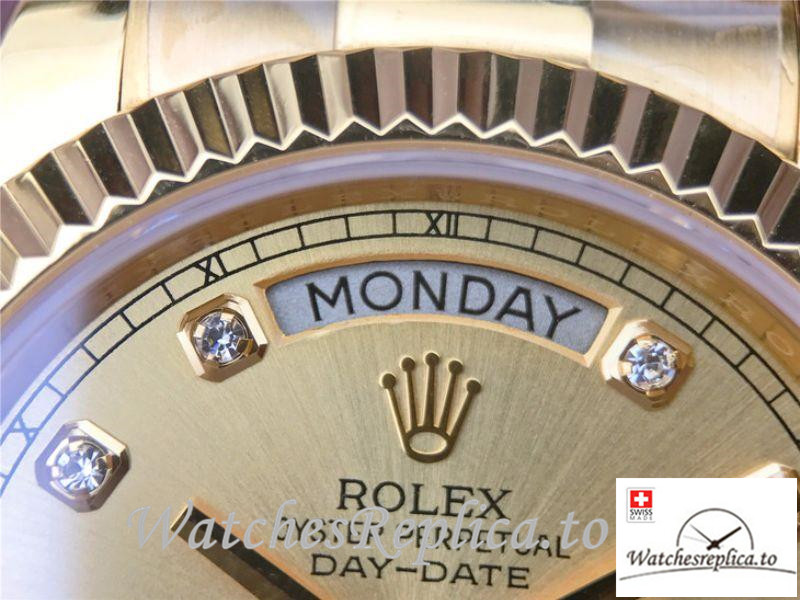 Swiss Rolex Day Date II Replica 218238 Yellow Gold Strap 40MM - WatchesReplica.is