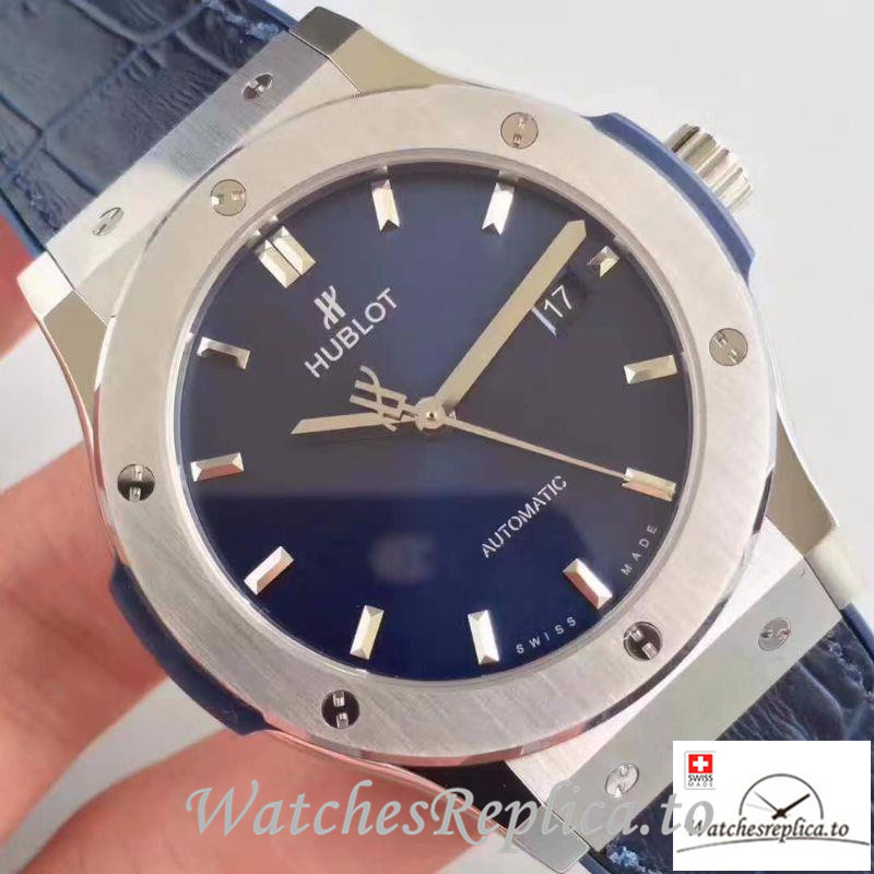 Swiss Hublot Classic Fusion Titanium Blue Replica 511.NX.7170.LR Blue Strap 45MM - WatchesReplica.is