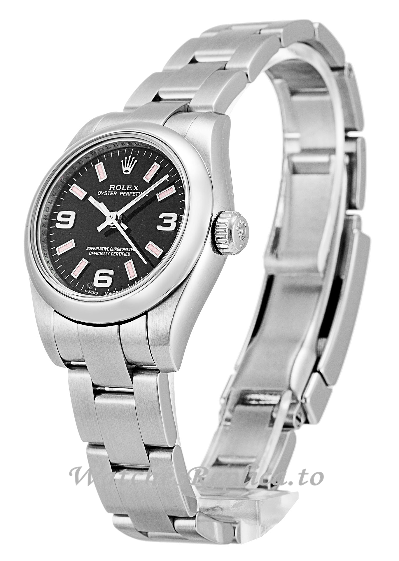 Rolex Lady Oyster Perpetual Black Dial 176200-26 MM - WatchesReplica.is