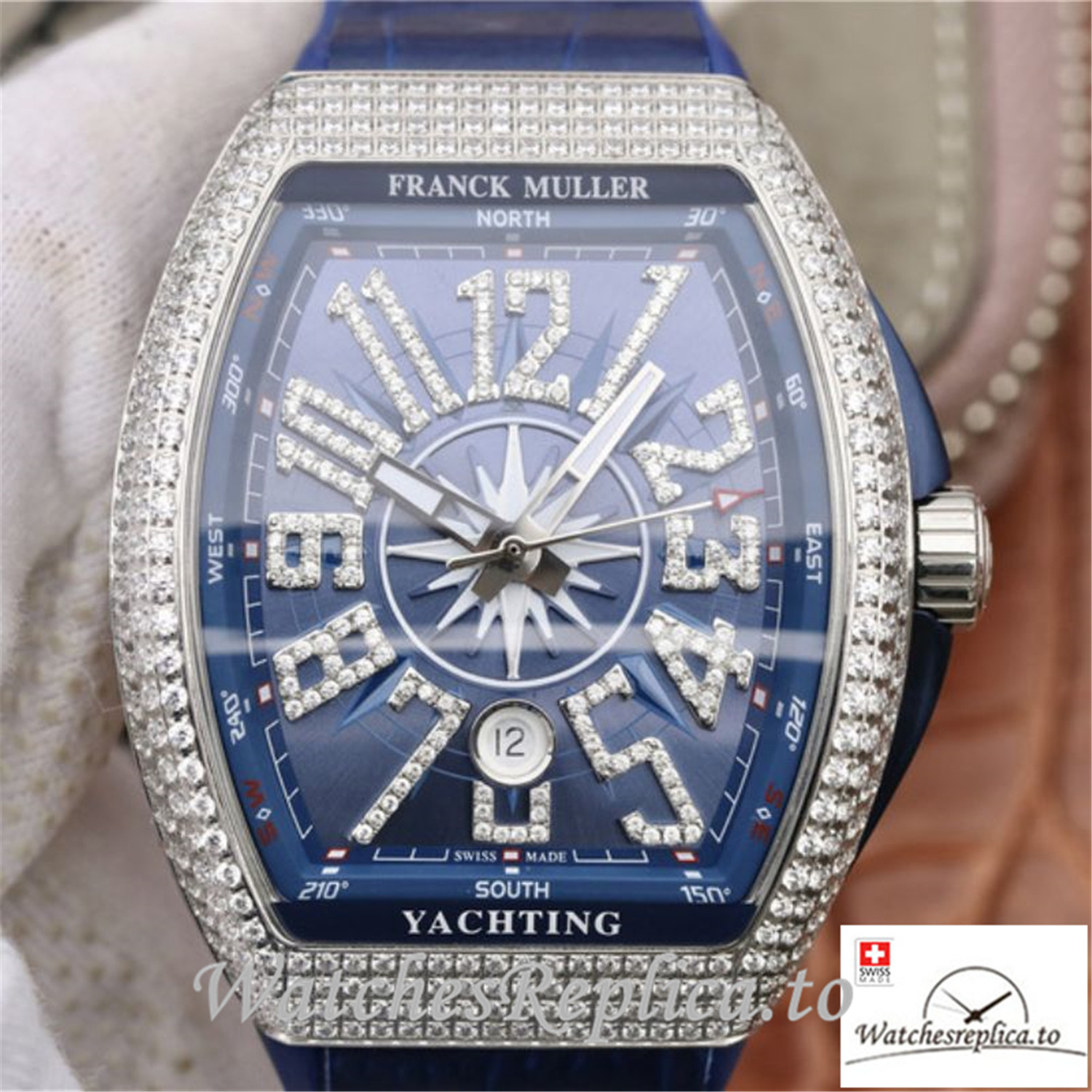 Swiss Franck Muller Vanguard Replica V45.SC.DT.AC.BL Blue Strap 44 MM × 54 MM - WatchesReplica.is