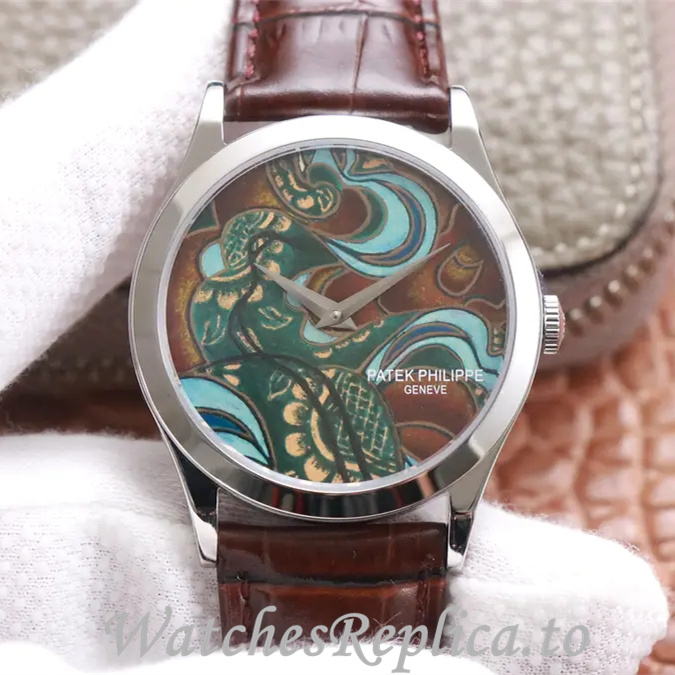Patek Philippe Replica Calatrava 5077P-103 Leather strap 38.6MM - WatchesReplica.is