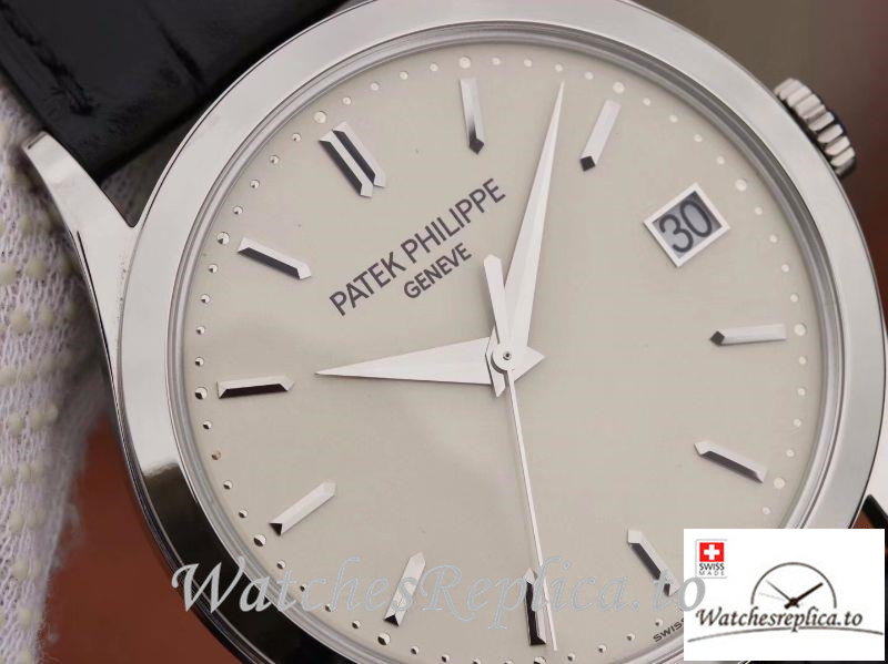 Swiss Patek Philippe Calatrava Replica 5296G-010 Black Strap 39MM×9MM - WatchesReplica.is