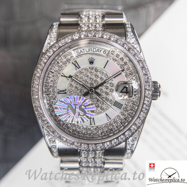 Swiss Rolex Day Date Replica Stainless steel strap 40MM - WatchesReplica.is