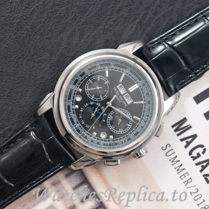 Patek Philippe Replica Complications Leather strap 41MM - WatchesReplica.is