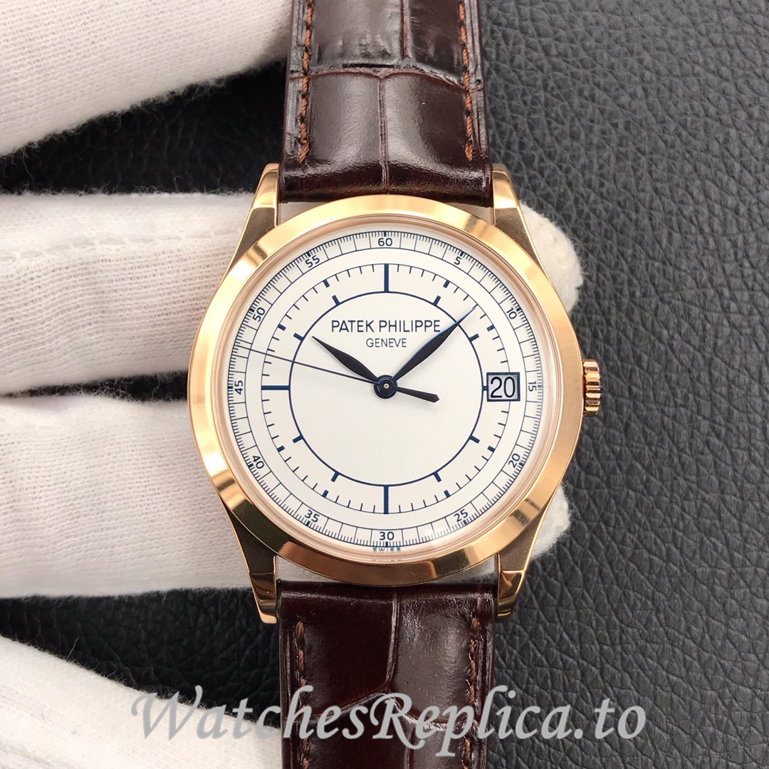 Patek Philippe Replica Calatrava 5296G Leather strap 38MM - WatchesReplica.is