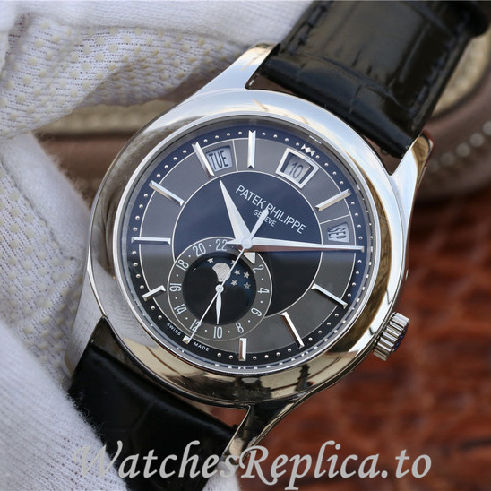 Patek Philippe Replica Complications 5205G Leather strap 40MM - WatchesReplica.is