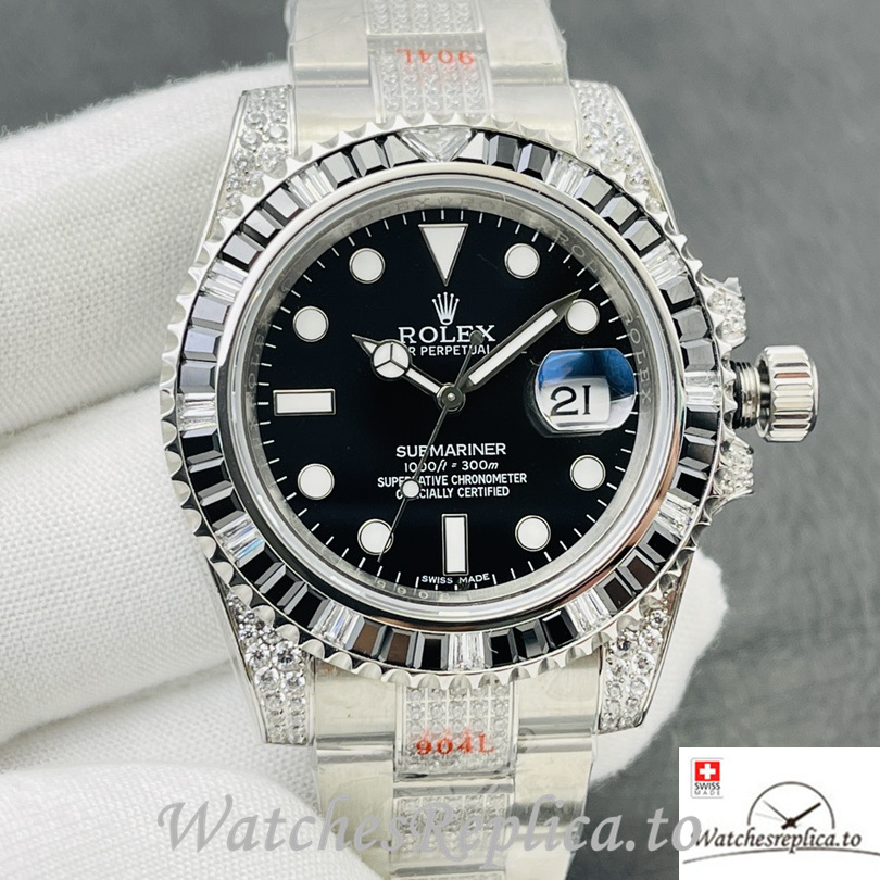 Swiss Rolex Submariner Replica Stainless steel strap 40MM Black Dial - WatchesReplica.is