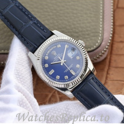 Swiss Rolex Day Date Replica 118135 Leather strap 36MM - WatchesReplica.is